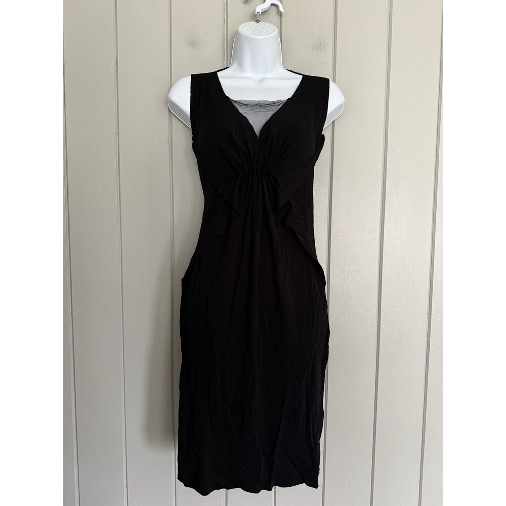 Rozae Nichols Women’s Black Mesh Dress S Small V-Neck Sleeveless Stretch